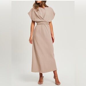 Happy Sailed Formal Dress2025 Trendy Elegant Batwing Sleeve Front Wrap Tie Waist